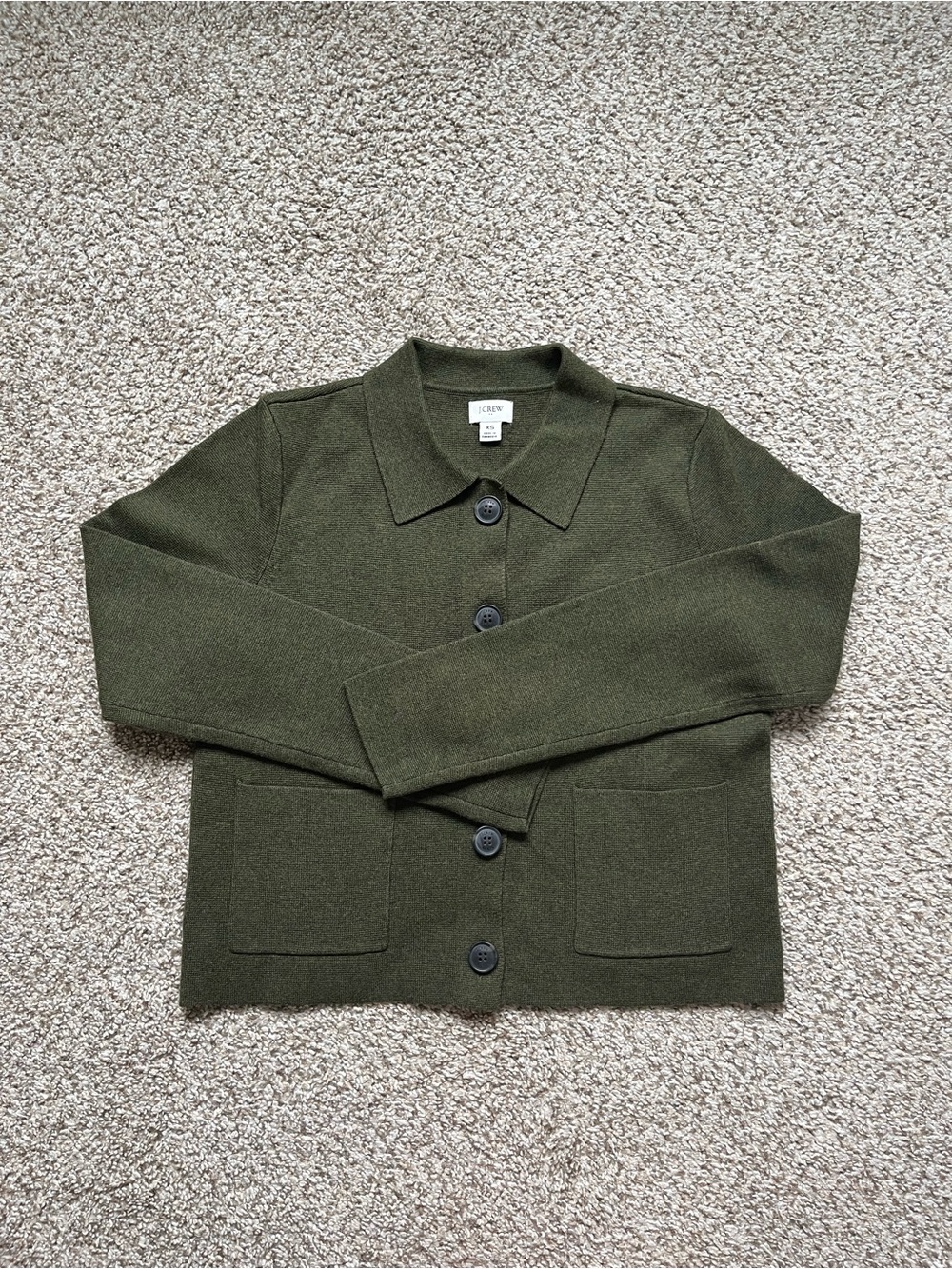 J. Crew Olive Green Button-Up Knit sweater